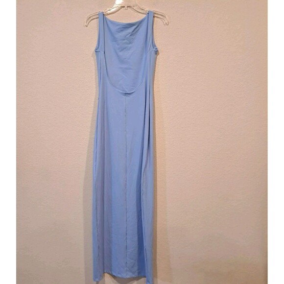 Revolve Susana Monaco Crew Slit Sleeveless Dress Built-in Bra Cornflower Blue M - Picture 5 of 11
